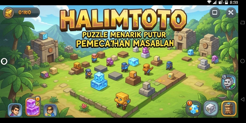 Tampilan gameplay puzzle yang menggugah selera dan menantang.