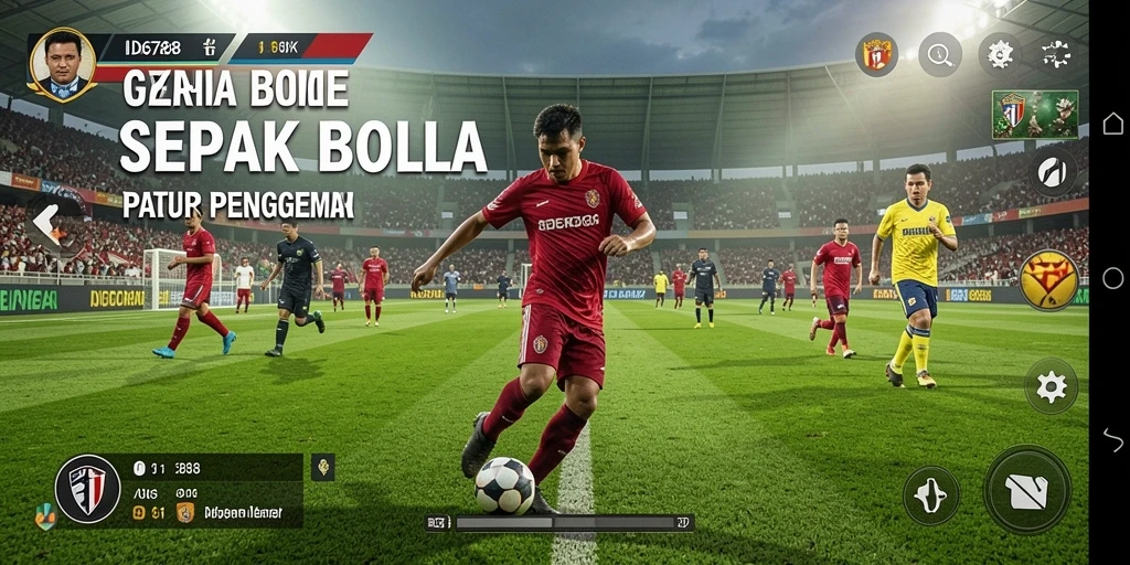 Screenshot gameplay ID6788 menampilkan aksi sepak bola yang menegangkan.