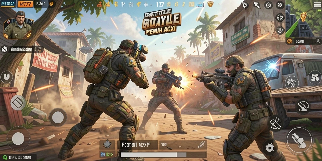 Screenshot menunjukkan aksi pertempuran mendebarkan di MT777.