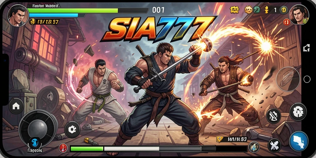 Gameplay seru SIA777 dengan karakter bertarung epik.
