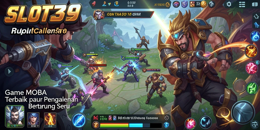 Tampilan gameplay SLOT39 yang penuh aksi dan strategi MOBA.