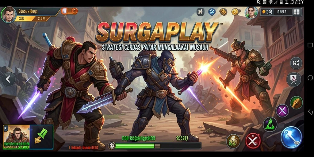 Tampilan gameplay menegangkan di SURGAPLAY saat pertempuran berlangsung.