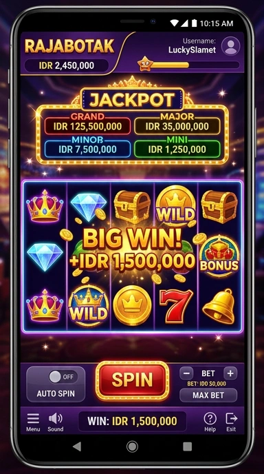 Tampilan utama aplikasi rajabotak dengan berbagai pilihan aplikasi.